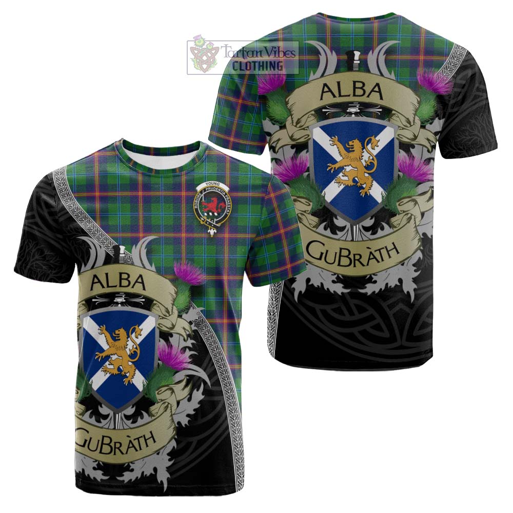 Tartan Vibes Clothing Young Tartan Family Crest Cotton T-shirt Lion Rampant Royal Thistle Shield Celtic Inspired