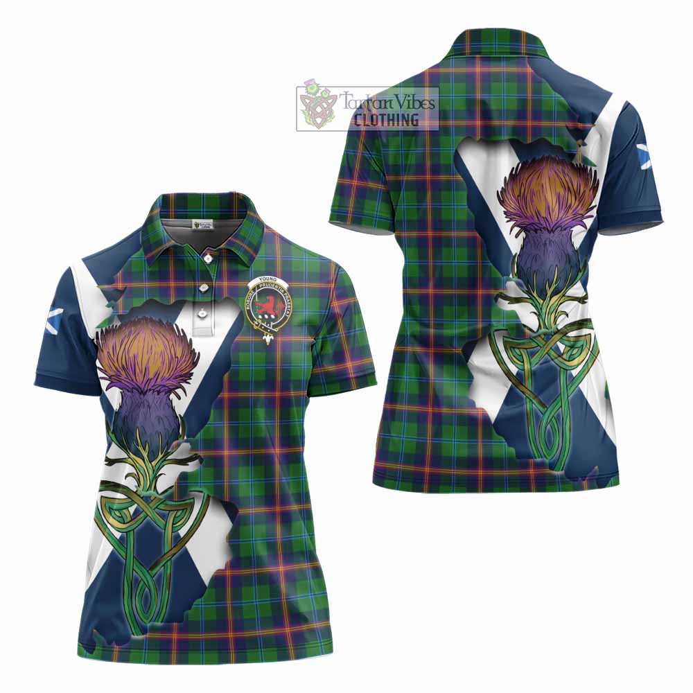 Tartan Vibes Clothing Young Tartan Family Crest Women's Polo Shirt Scottish Thistle Celtic Inspired