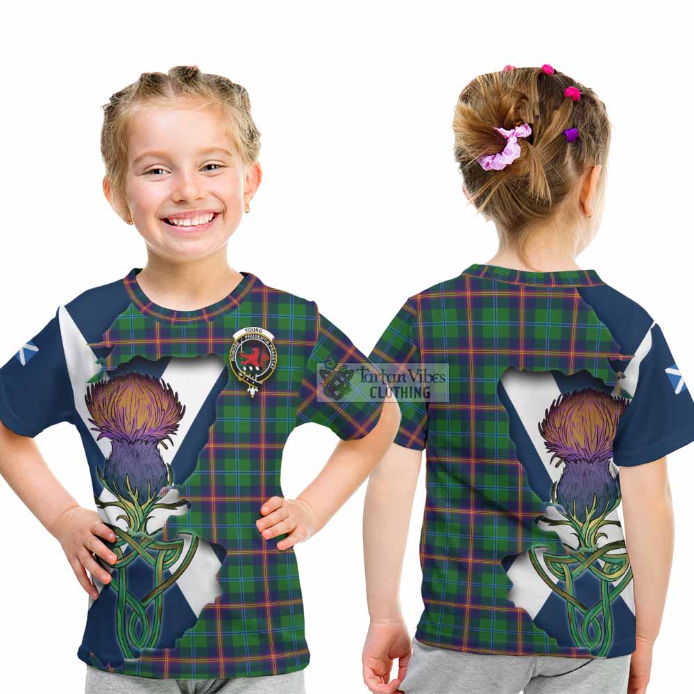 Tartan Vibes Clothing Young Tartan Family Crest Kid T-Shirt Scottish Thistle Celtic Inspired