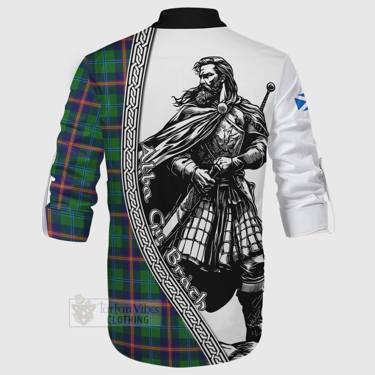 Tartan Vibes Clothing Young Tartan Clan Crest Ghillie Kilt Shirt with Highlander Warrior Celtic Style