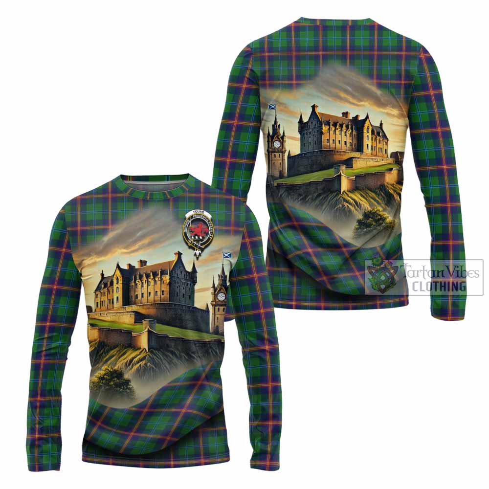 Tartan Vibes Clothing Young Tartan Family Crest Long Sleeve T-Shirt with Scottish Ancient Castle Style