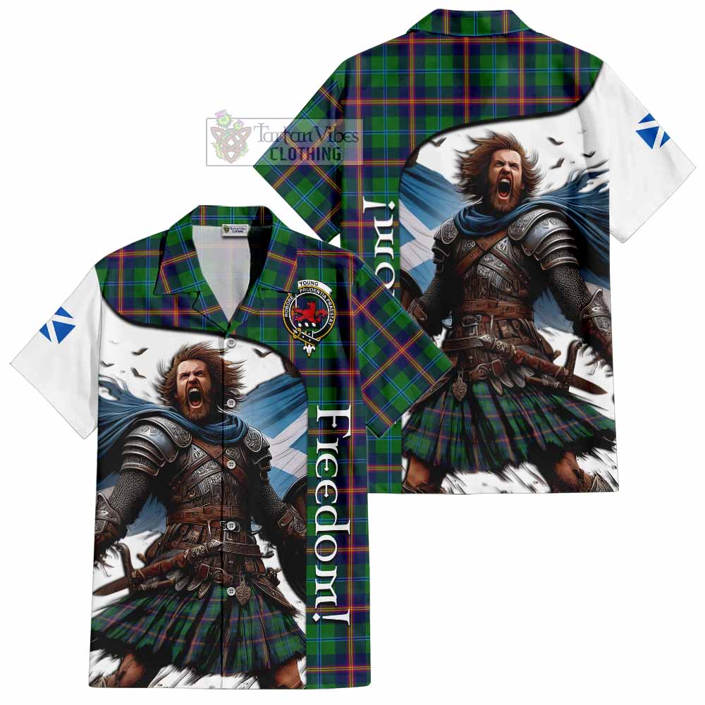 Tartan Vibes Clothing Young Crest Tartan Short Sleeve Button Shirt Inspired by the Freedom of Scottish Warrior