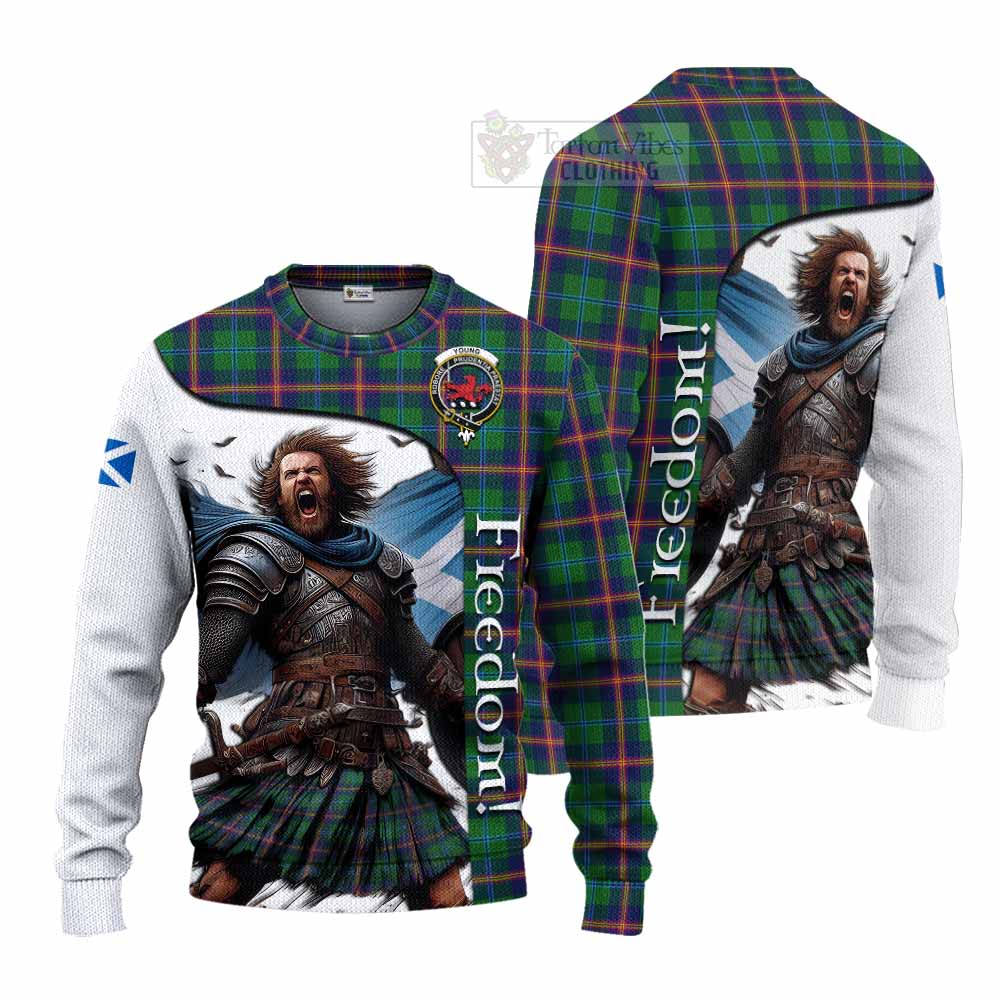 Tartan Vibes Clothing Young Crest Tartan Knitted Sweater Inspired by the Freedom of Scottish Warrior