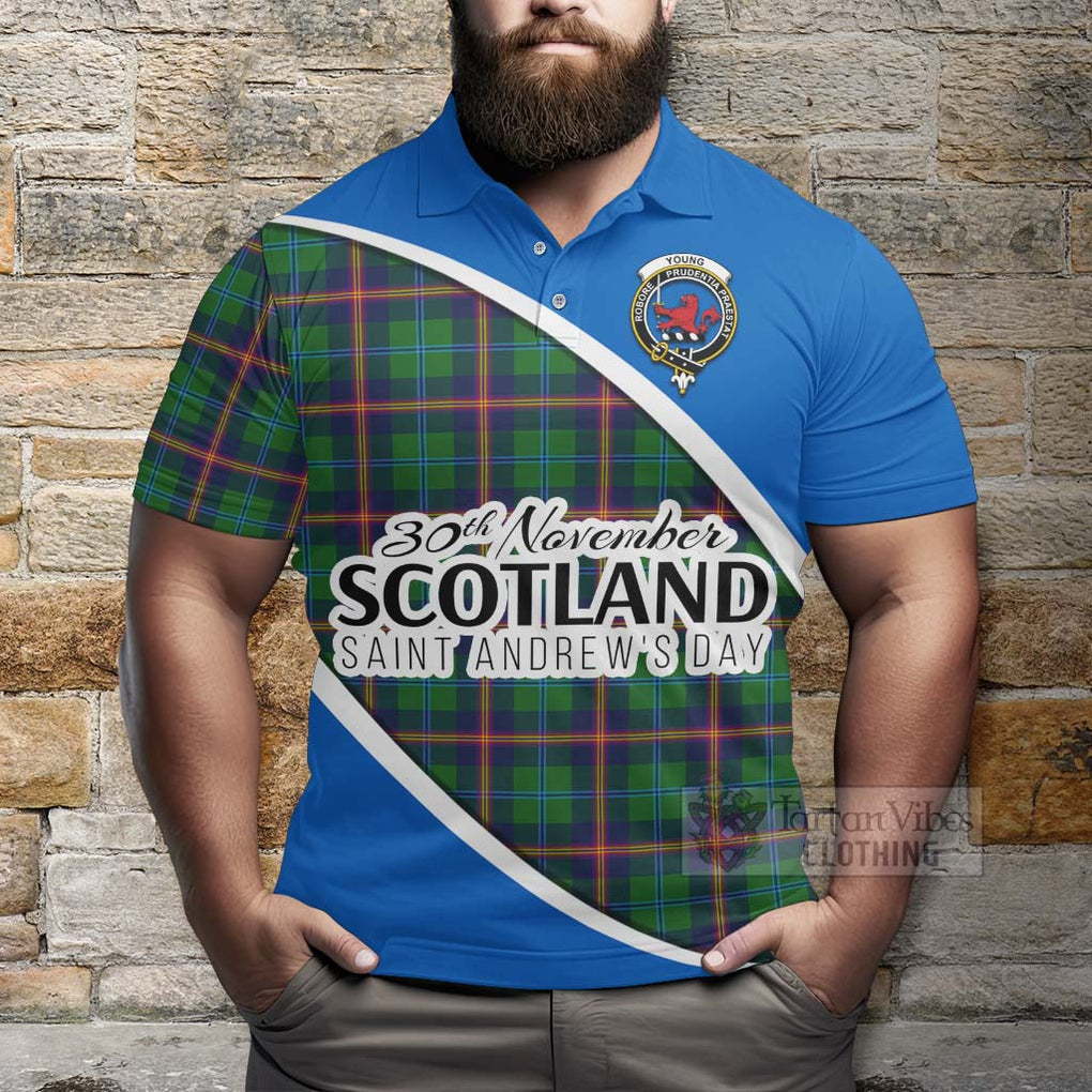 Tartan Vibes Clothing Young Family Crest Tartan Polo Shirt Celebrate Saint Andrew's Day in Style