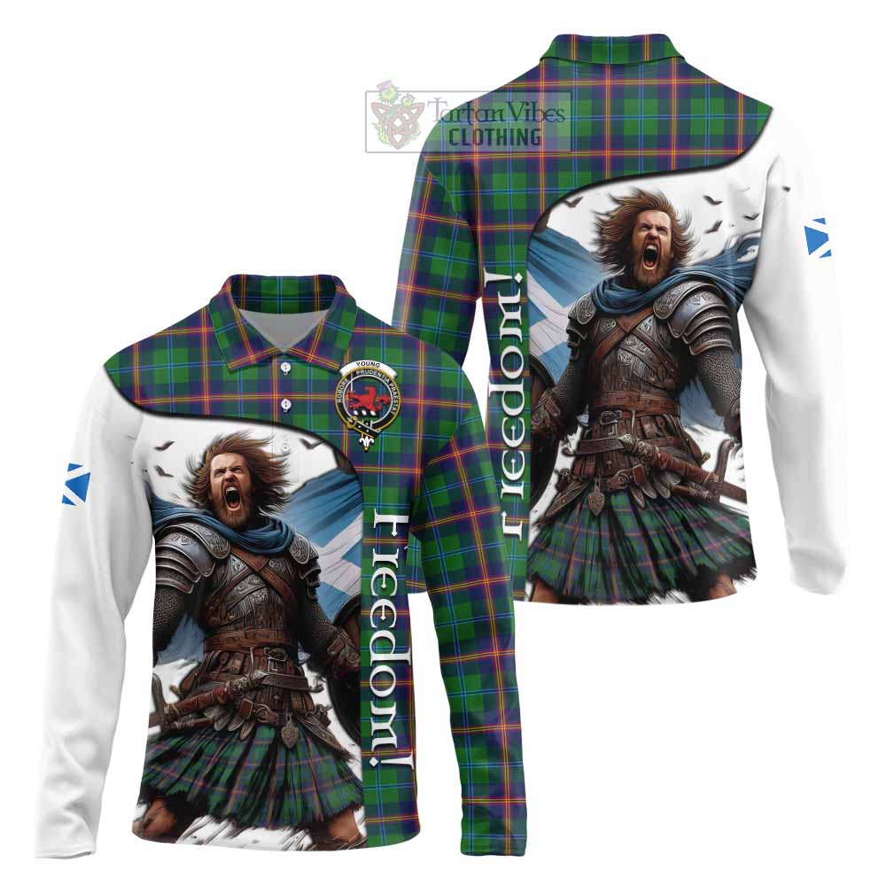 Tartan Vibes Clothing Young Crest Tartan Long Sleeve Polo Shirt Inspired by the Freedom of Scottish Warrior