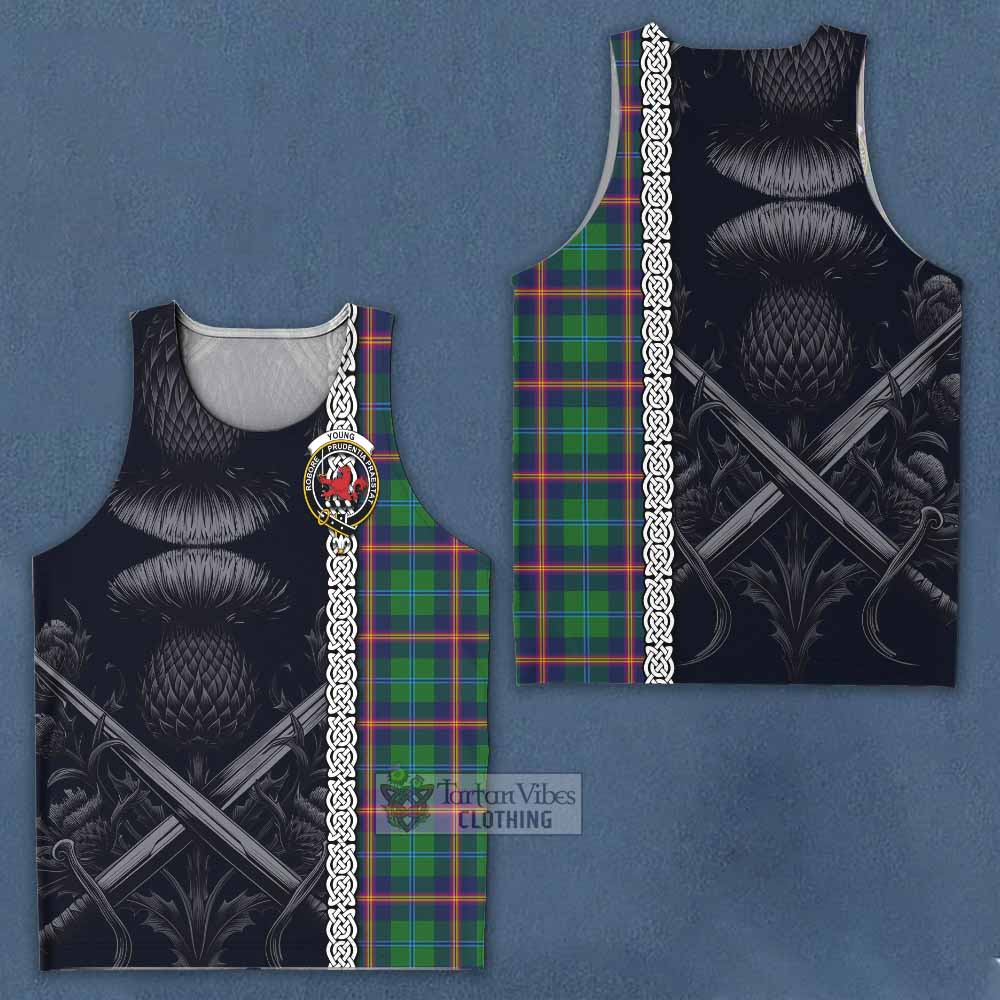 Tartan Vibes Clothing Young Tartan Men's Tank Top with Family Crest Cross Sword Thistle Celtic Vibes