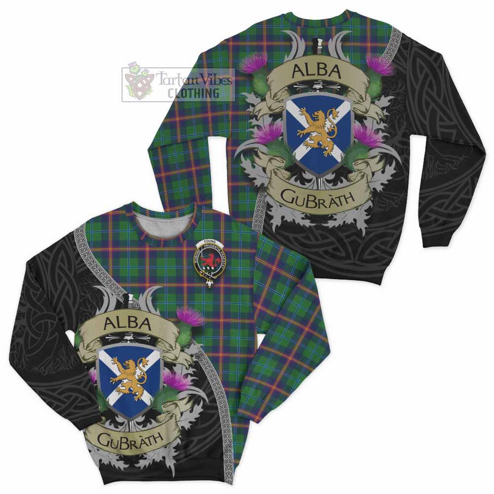 Tartan Vibes Clothing Young Tartan Family Crest Sweatshirt Lion Rampant Royal Thistle Shield Celtic Inspired