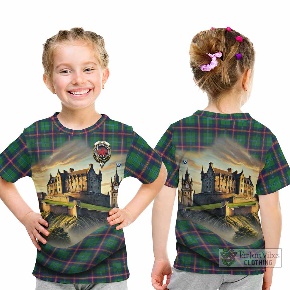 Tartan Vibes Clothing Young Tartan Family Crest Kid T-Shirt with Scottish Ancient Castle Style