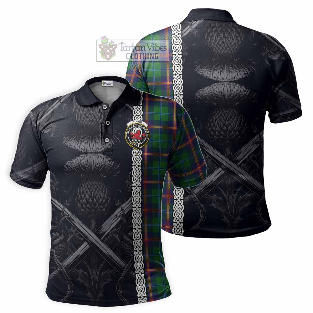 Tartan Vibes Clothing Young Tartan Polo Shirt with Family Crest Cross Sword Thistle Celtic Vibes