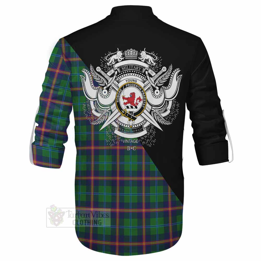 Tartan Vibes Clothing Young Tartan Ghillie Kilt Shirt with Family Crest and Military Logo Style