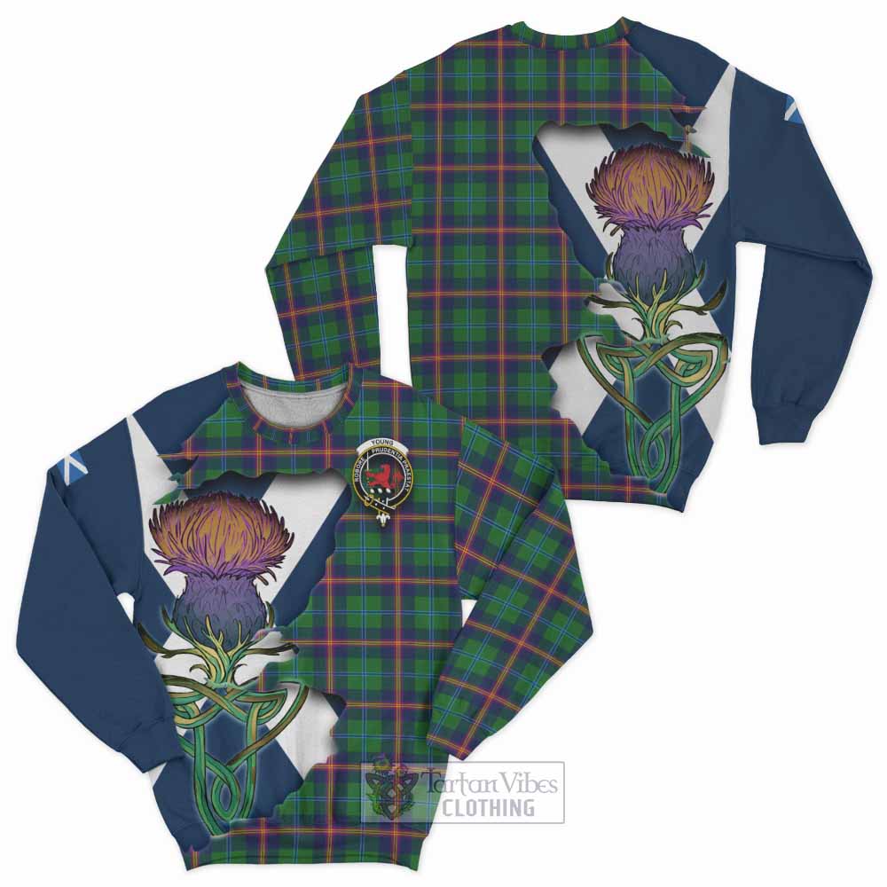 Tartan Vibes Clothing Young Tartan Family Crest Sweatshirt Scottish Thistle Celtic Inspired