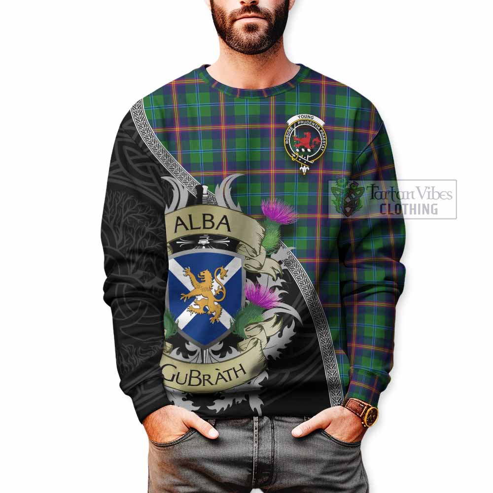 Tartan Vibes Clothing Young Tartan Family Crest Sweatshirt Lion Rampant Royal Thistle Shield Celtic Inspired