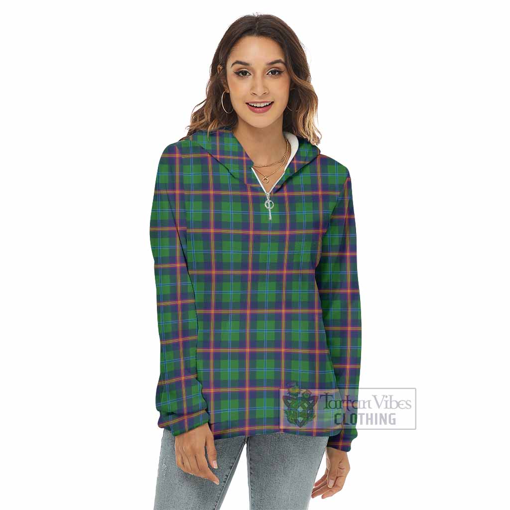 Tartan Vibes Clothing Young Tartan Women's Borg  Half Zip Fleece Hoodie