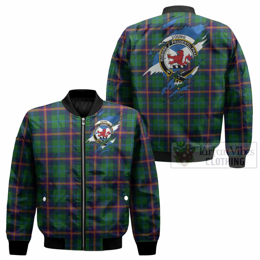 Young Clan Crest In Me Tartan Bomber Jacket Scotland Flag Style