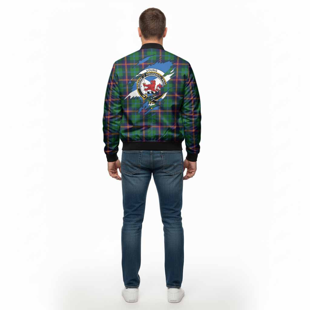 Young Clan Crest In Me Tartan Bomber Jacket Scotland Flag Style