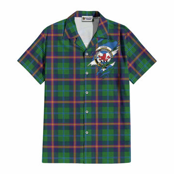 Young Clan Crest In Me Tartan Cotton Hawaiian Shirt Scotland Flag Style