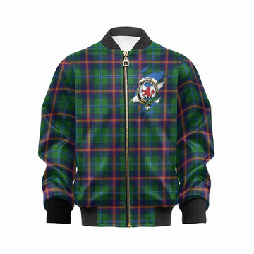 Young Clan Crest In Me Tartan Kid Bomber Jacket Scotland Flag Style