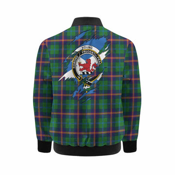 Young Clan Crest In Me Tartan Kid Bomber Jacket Scotland Flag Style