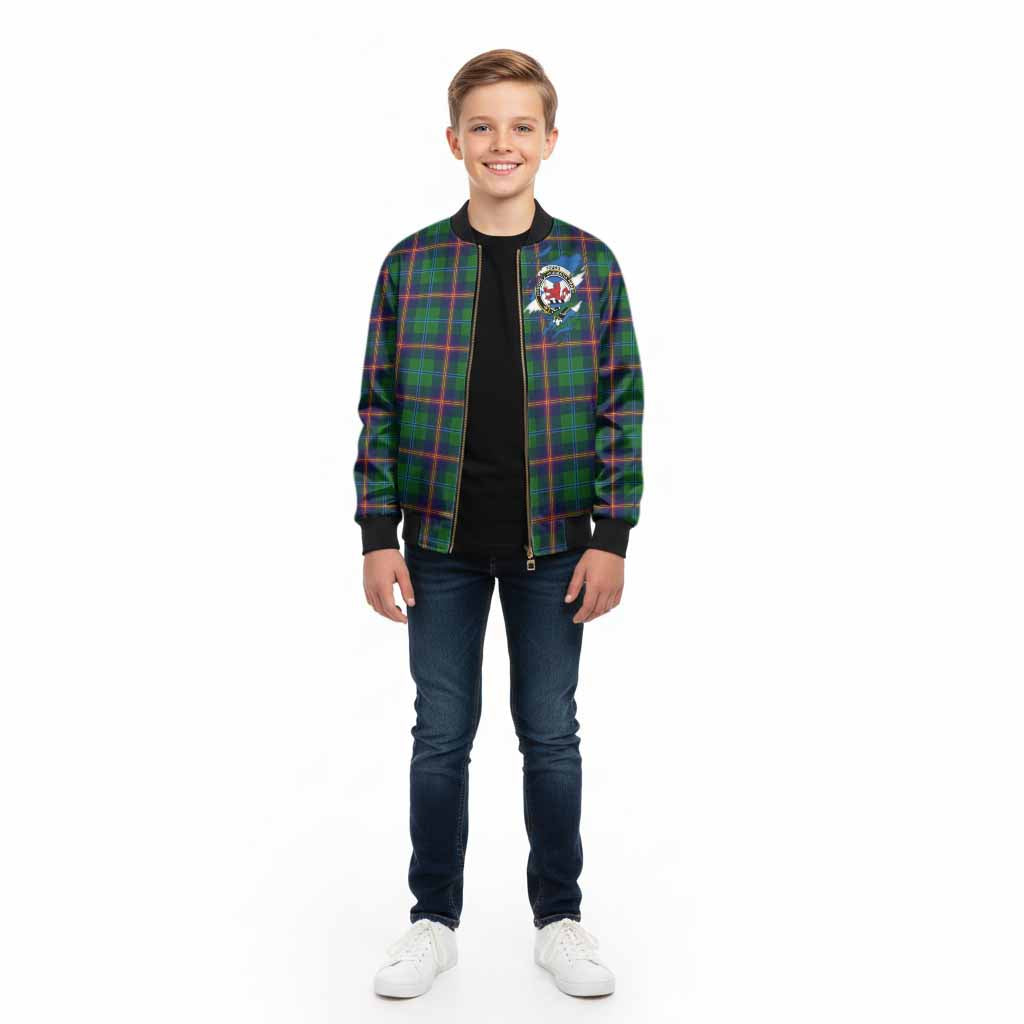 Young Clan Crest In Me Tartan Kid Bomber Jacket Scotland Flag Style