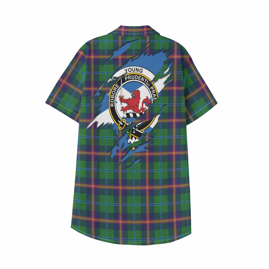 Young Clan Crest In Me Tartan Kid Hawaiian Shirt Scotland Flag Style