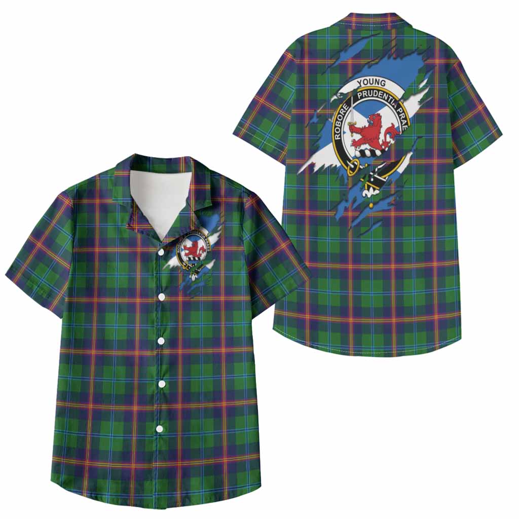 Young Clan Crest In Me Tartan Kid Hawaiian Shirt Scotland Flag Style