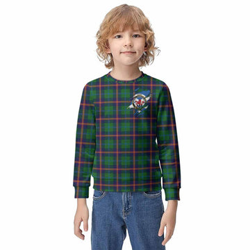 Young Clan Crest In Me Tartan Kid Knitted Sweatshirt Scotland Flag Style