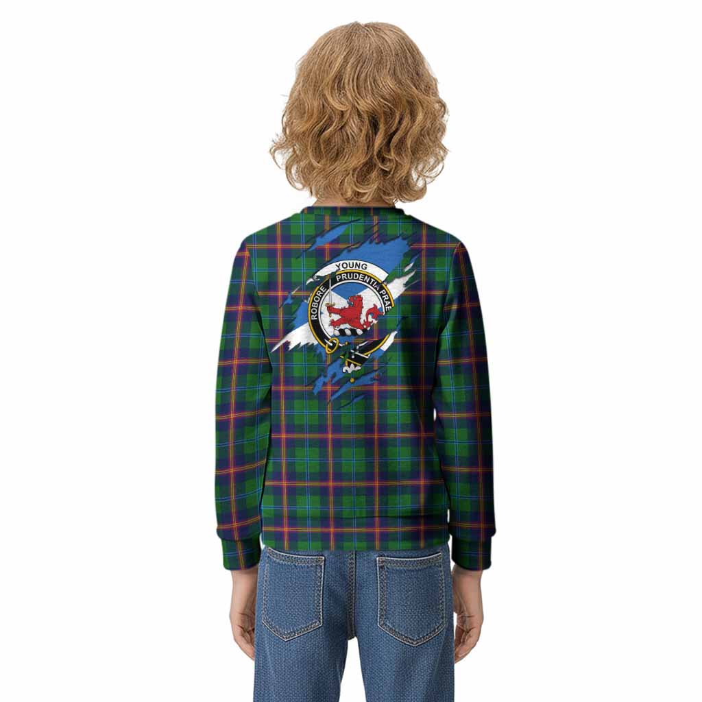 Young Clan Crest In Me Tartan Kid Knitted Sweatshirt Scotland Flag Style