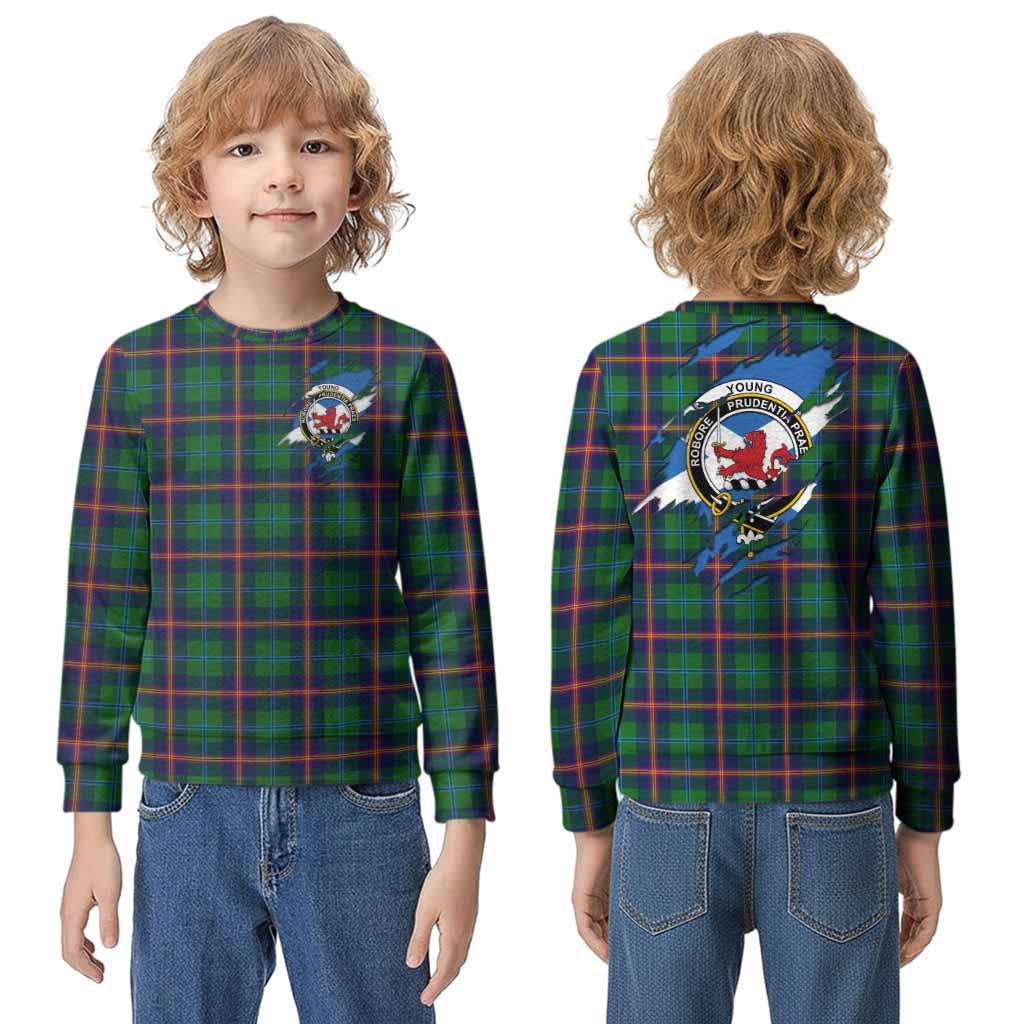 Young Clan Crest In Me Tartan Kid Knitted Sweatshirt Scotland Flag Style