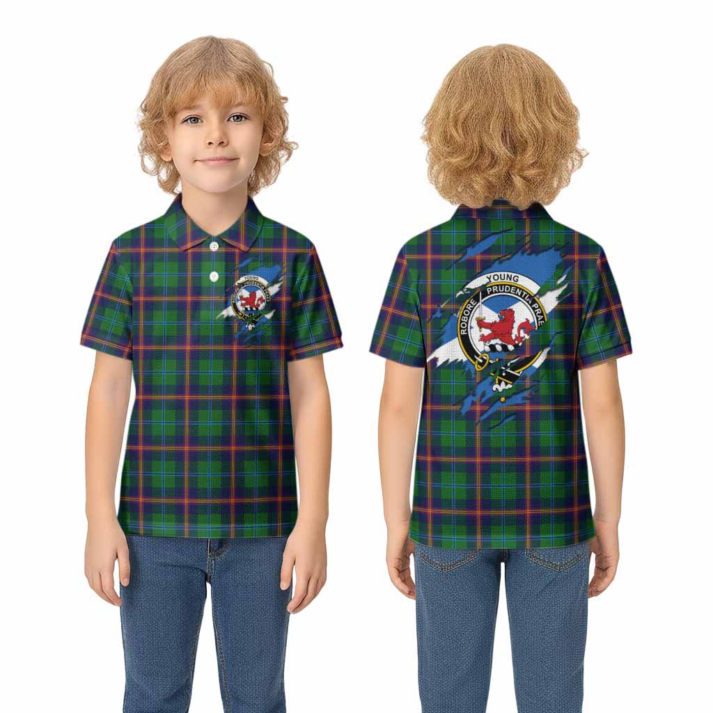 Young Clan Crest In Me Tartan Kid Polo Shirt Scotland Flag Style