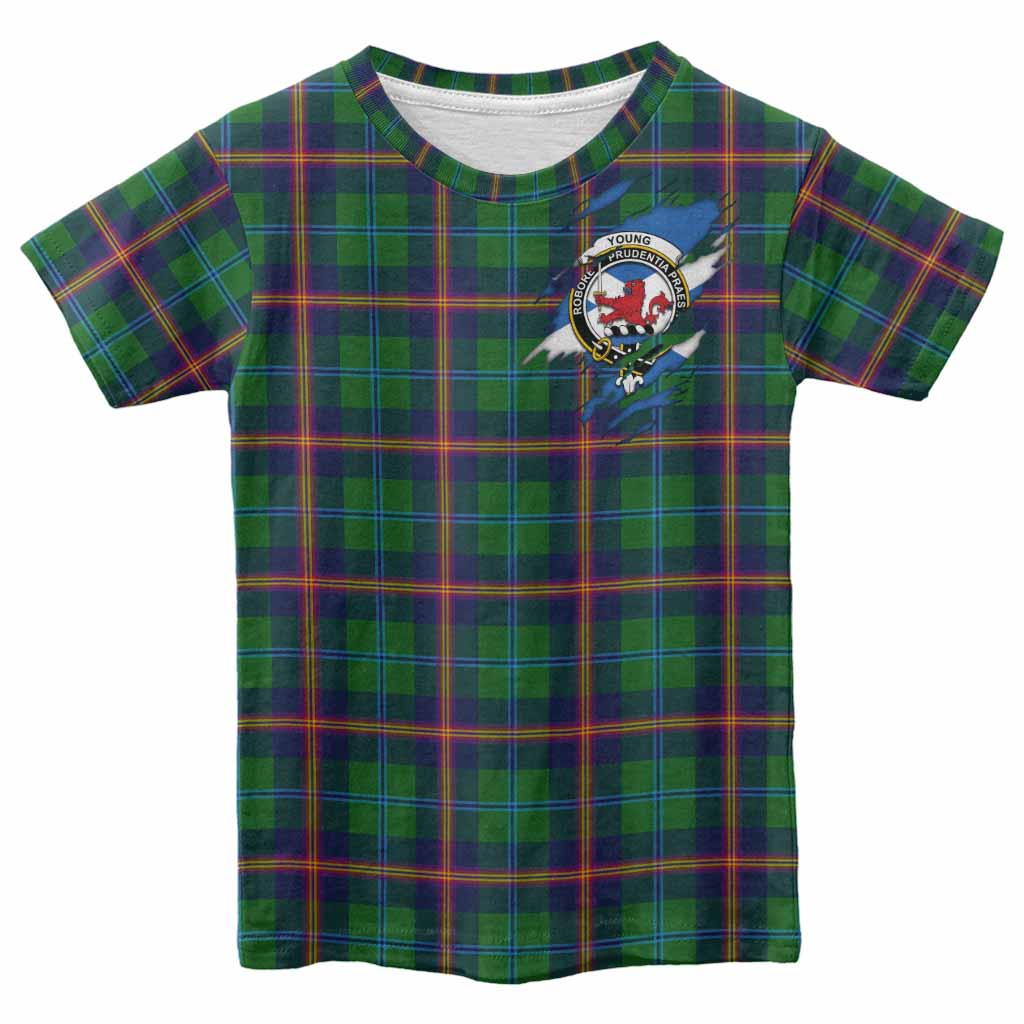 Young Clan Crest In Me Tartan Kid T-shirt Scotland Flag Style