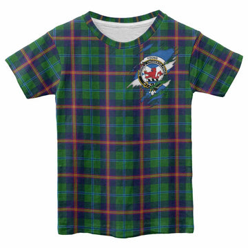 Young Clan Crest In Me Tartan Kid T-shirt Scotland Flag Style