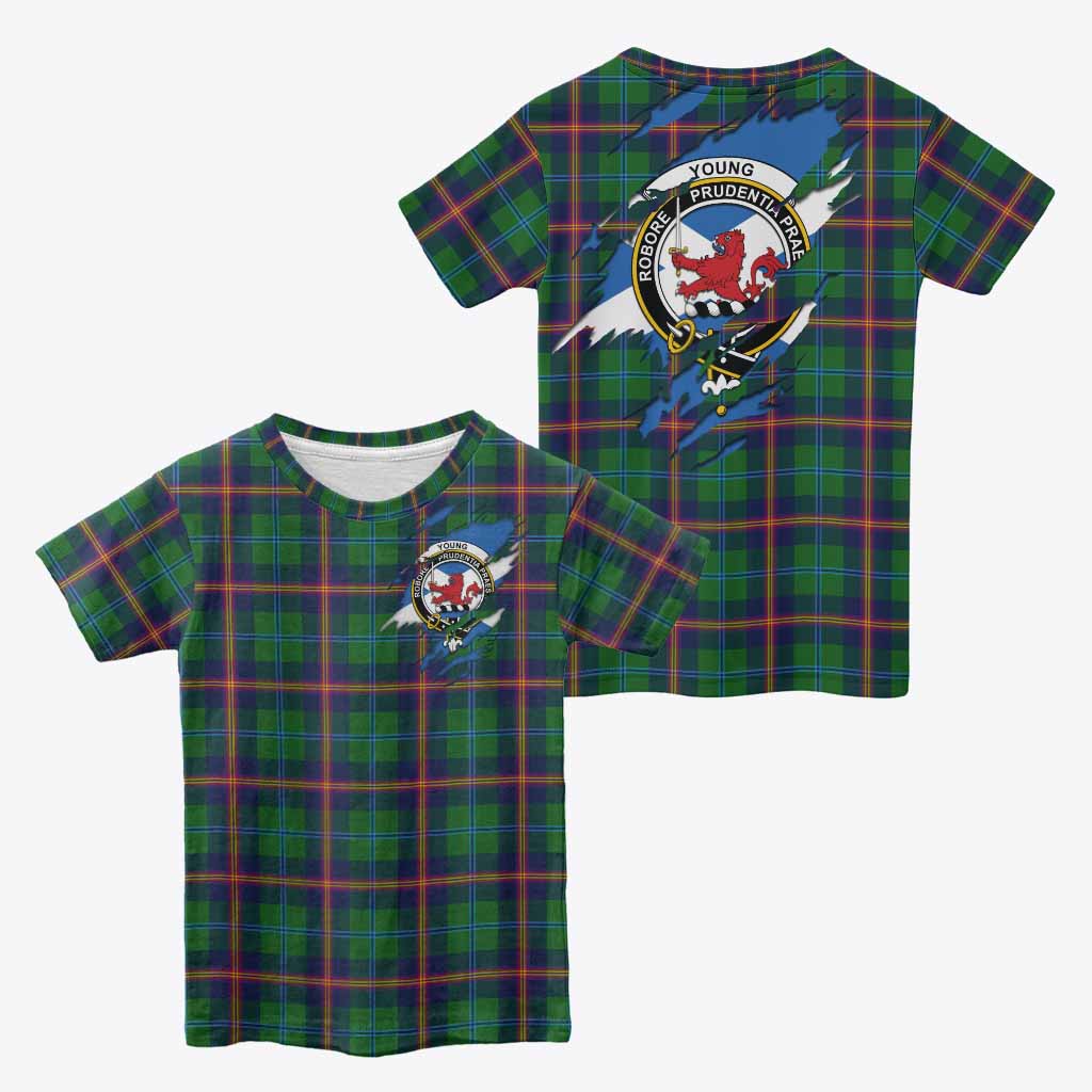 Young Clan Crest In Me Tartan Kid T-shirt Scotland Flag Style