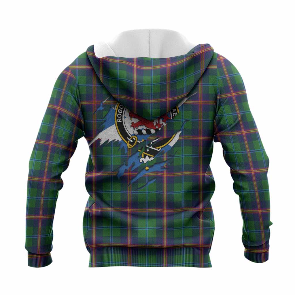Young Clan Crest In Me Tartan Knitted Hoodie Scotland Flag Style