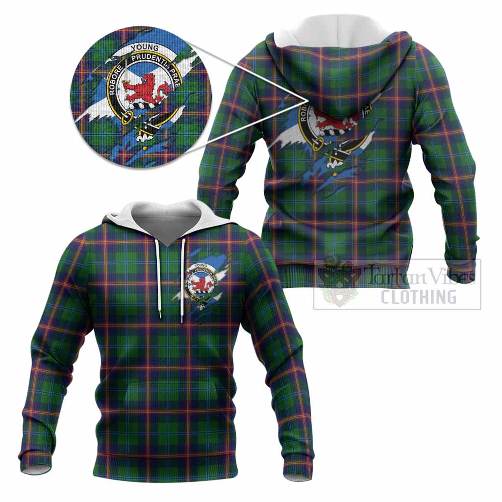 Young Clan Crest In Me Tartan Knitted Hoodie Scotland Flag Style