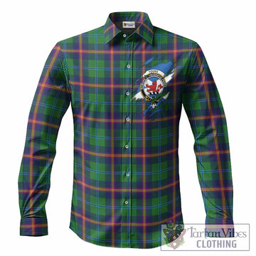 Young Clan Crest In Me Tartan Long Sleeve Button Shirts Scotland Flag Style