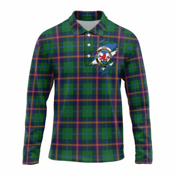 Young Clan Crest In Me Tartan Long Sleeve Polo Shirt Scotland Flag Style