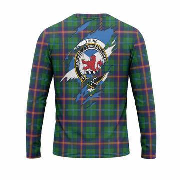 Young Clan Crest In Me Tartan Long Sleeve T-Shirt Scotland Flag Style