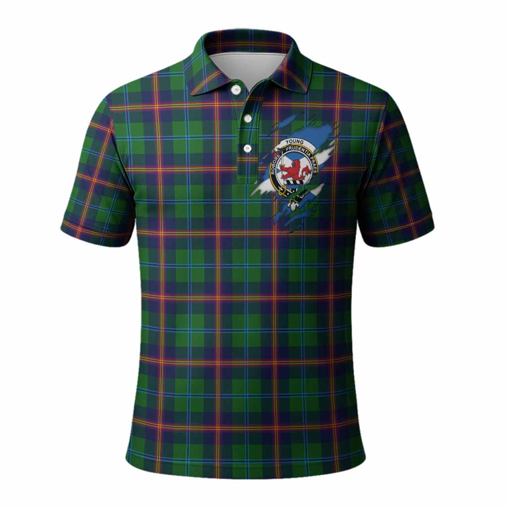 Young Clan Crest In Me Tartan Polo Shirt Scotland Flag Style