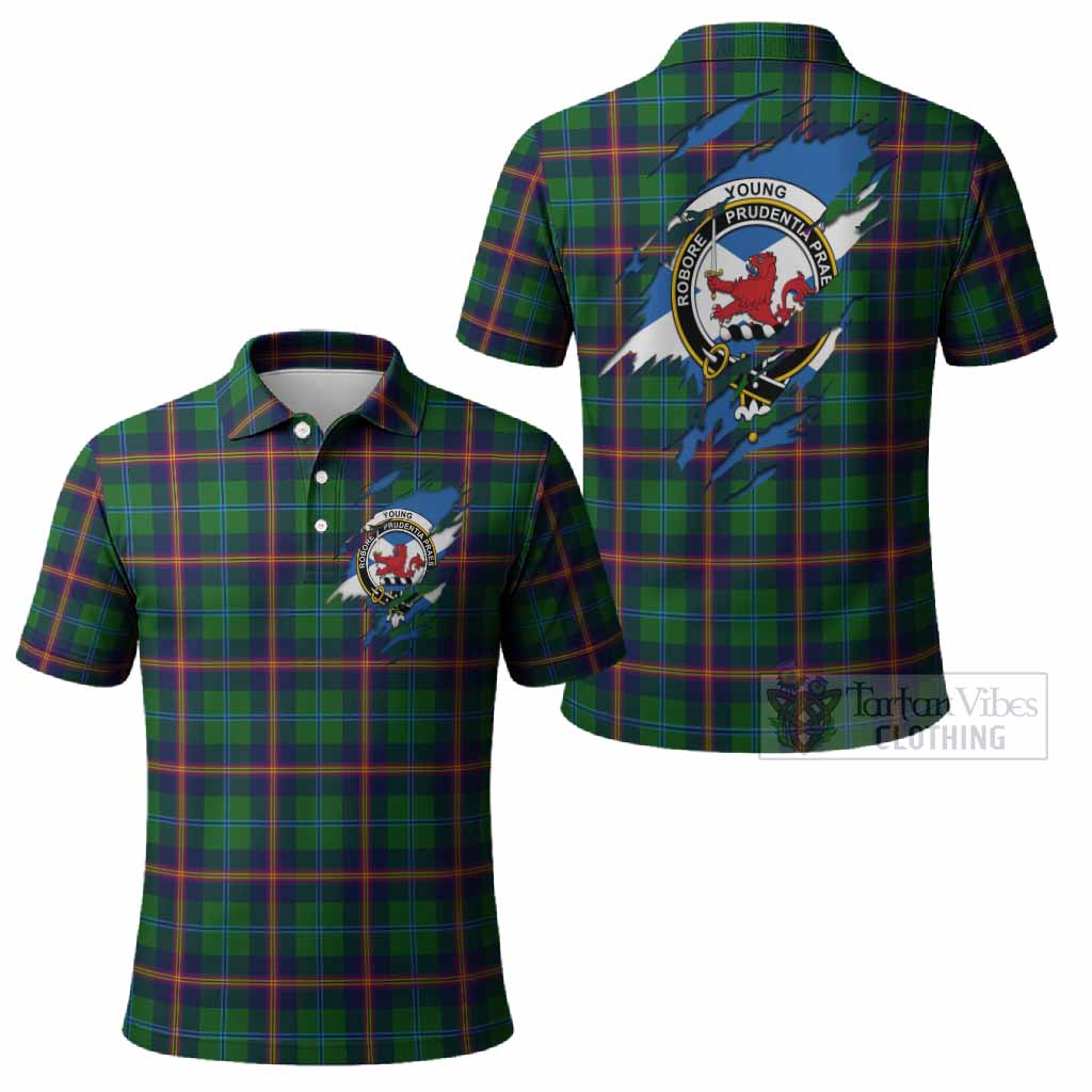 Young Clan Crest In Me Tartan Polo Shirt Scotland Flag Style