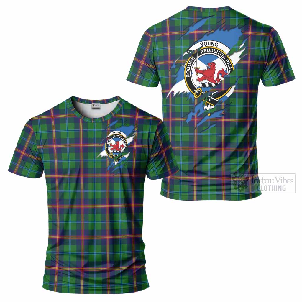 Young Clan Crest In Me Tartan T-Shirt Scotland Flag Style