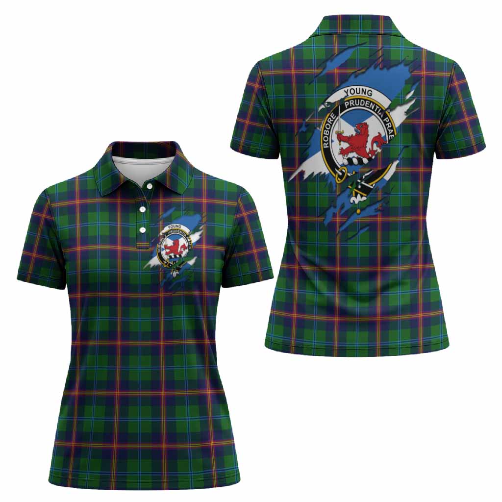 Young Clan Crest In Me Tartan Women Polo Shirt Scotland Flag Style