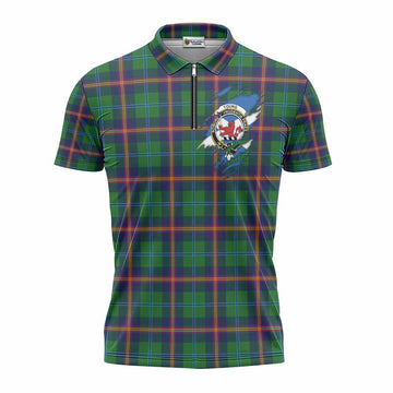 Young Clan Crest In Me Tartan Zipper Polo Shirt Scotland Flag Style