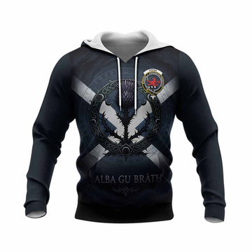 Young Clan Crest Knitted Hoodie with Celtic Knot Thistle and Saltire