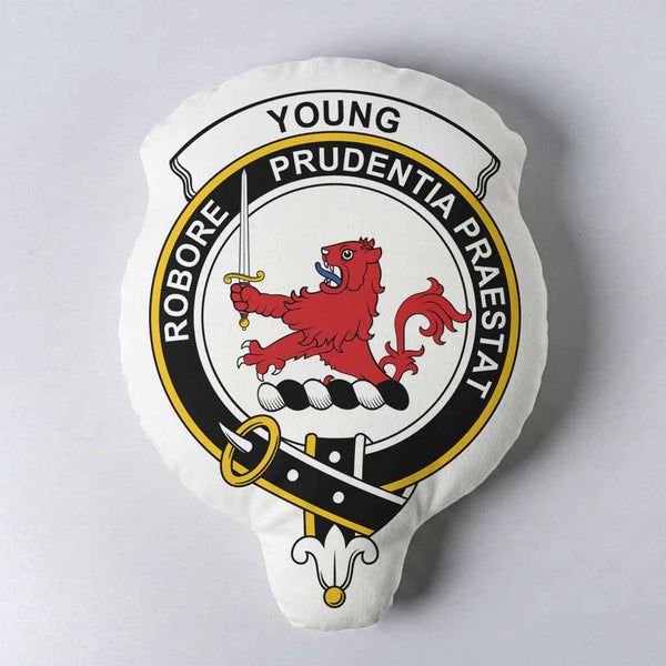 Young Clan Crest Shaped Throw Pillow, Scottish Clan Badge Decorative Pillow