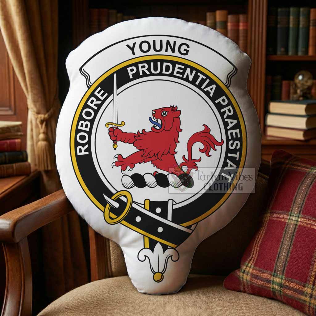 Young Clan Crest Shaped Throw Pillow, Scottish Clan Badge Decorative Pillow