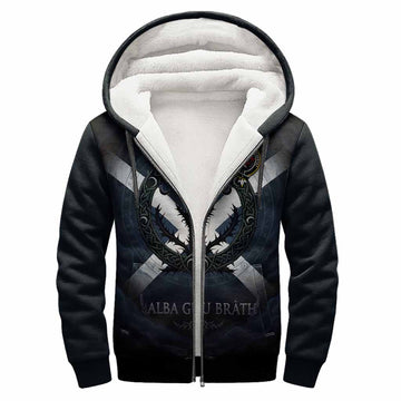 Young Clan Crest Sherpa Hoodie with Celtic Knot Thistle and Saltire