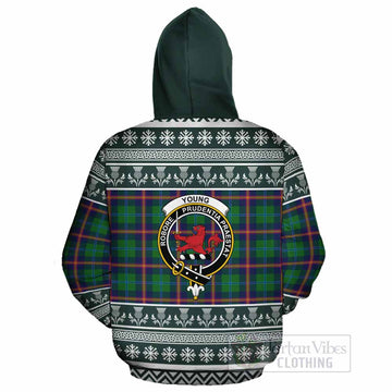 Young Clan Tartan Christmas Cotton Hoodie with Family Crest