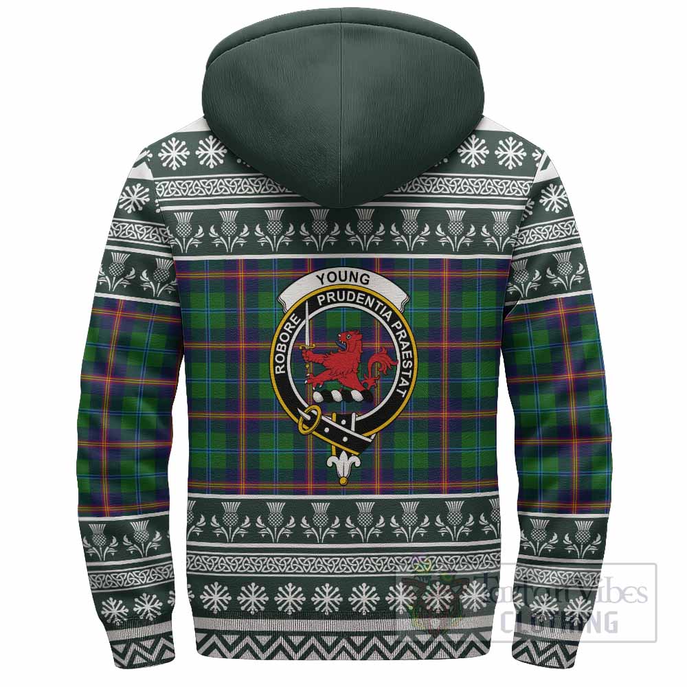 Young Clan Tartan Christmas Fleece Hoodie with Family Crest - Tartan Vibes Clothing