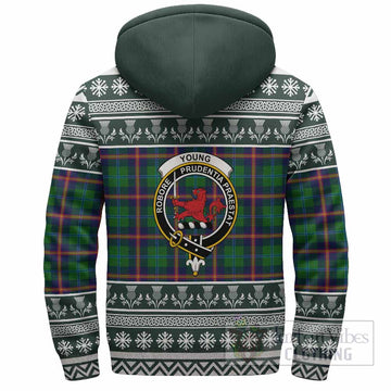 Young Clan Tartan Christmas Fleece Hoodie with Family Crest