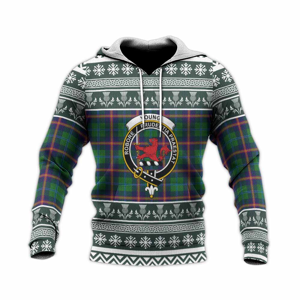 Young Clan Tartan Christmas Knitted Hoodie with Family Crest - Tartan Vibes Clothing